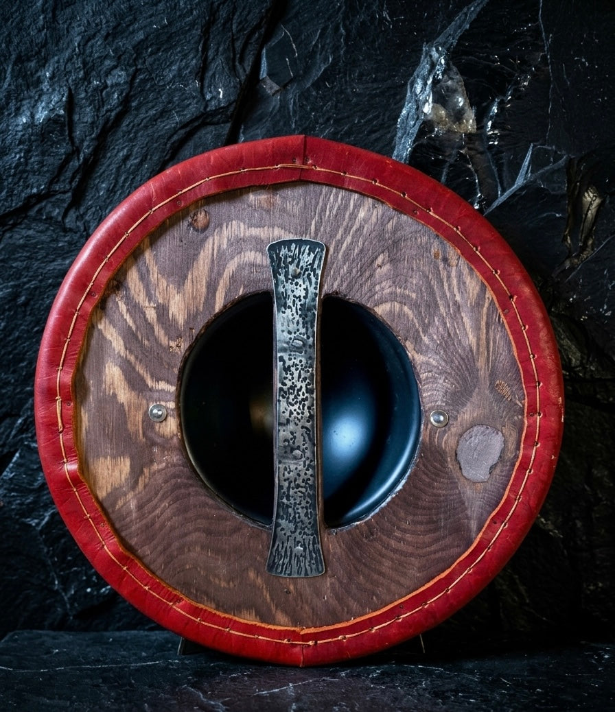 Buhurt Buckler 34cm with Red Leather Edge Guard - Tournament Shield