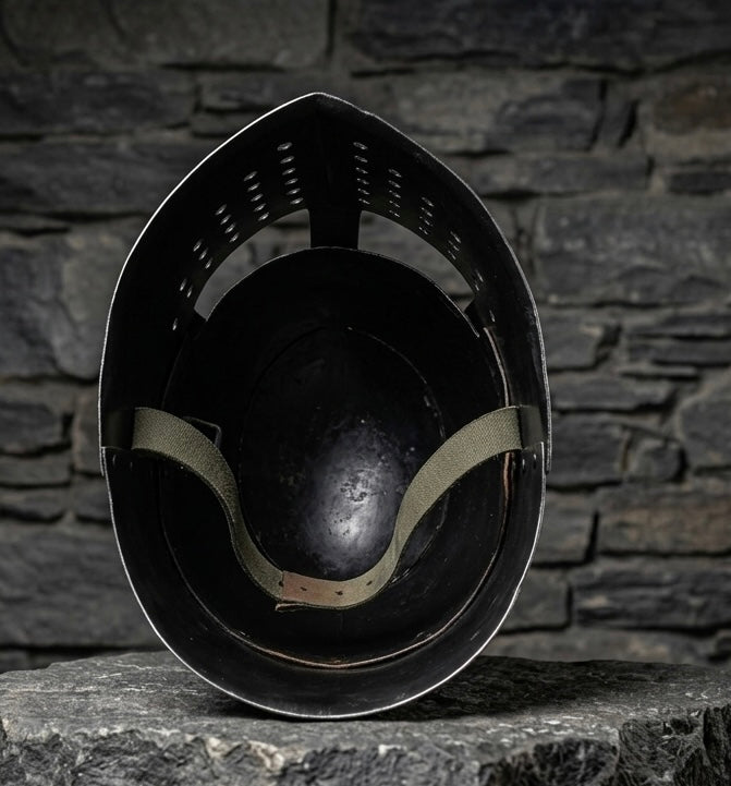 Schwarzer Kreuzritter-Helm (Great Helmet) – bemalt, Größe 58 – Ideal für LARP, SCA & Festivals