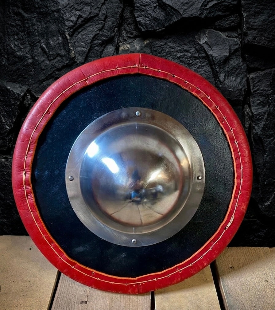 Buhurt Buckler 34cm with Red Leather Edge Guard - Tournament Shield