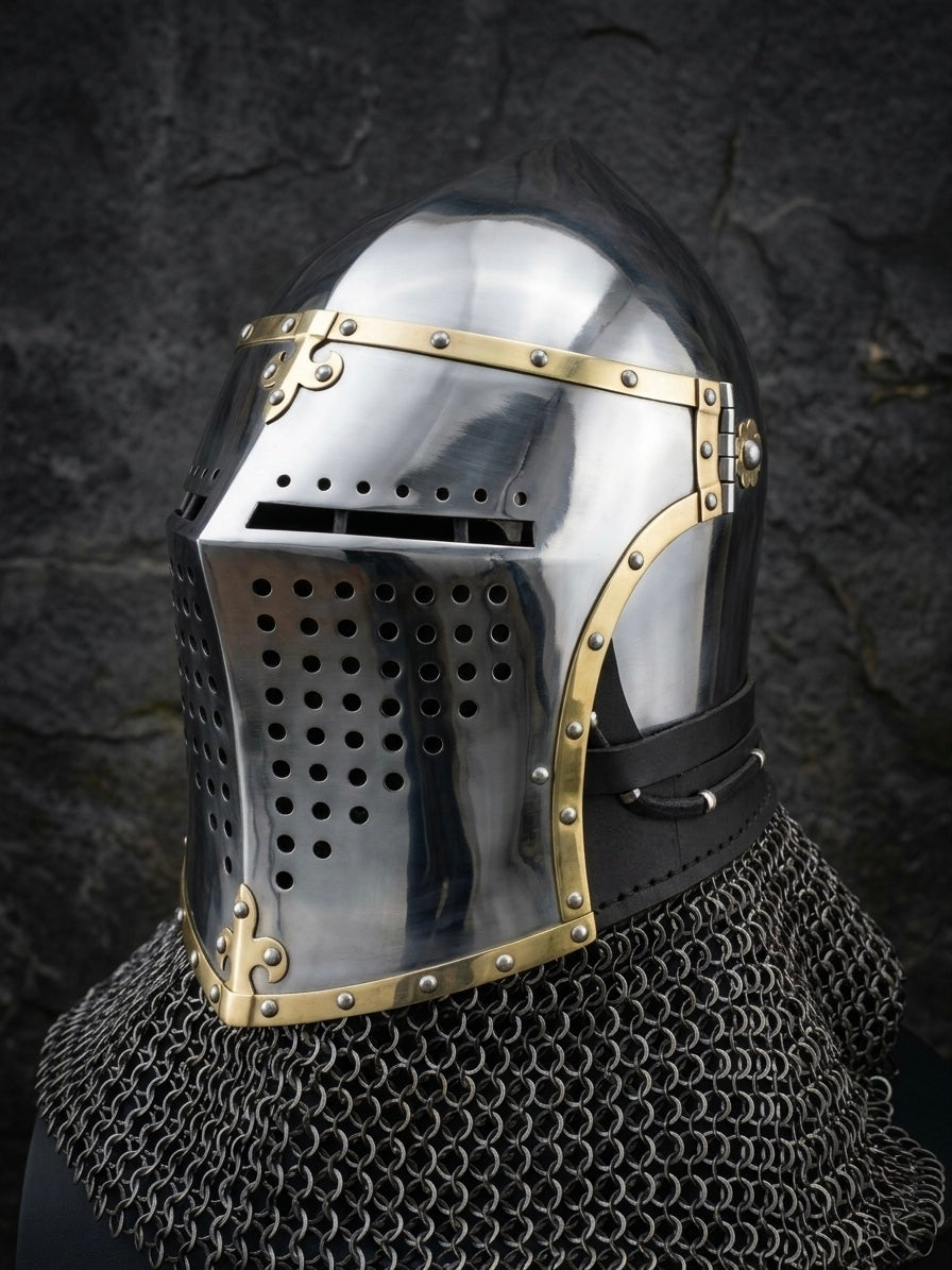 Gehärteter Bascinet „Der Golden Prinz"