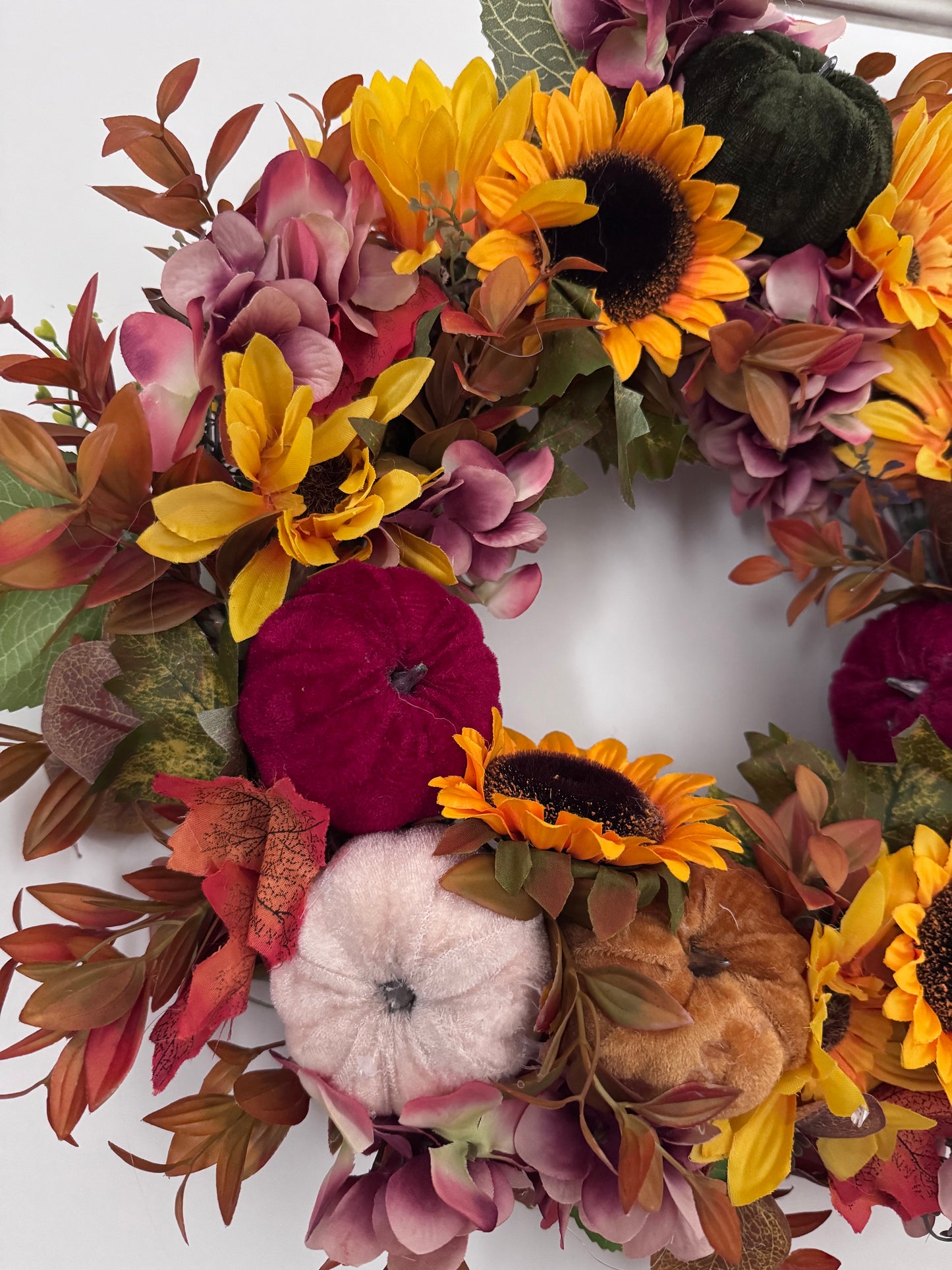 Großer handgefertigter Herbstkranz mit Sonnenblumen – Unikat Wanddeko