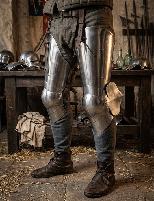 Vollbeinschutz aus Edelstahl – Mittelalter Rüstung für LARP & Reenactment