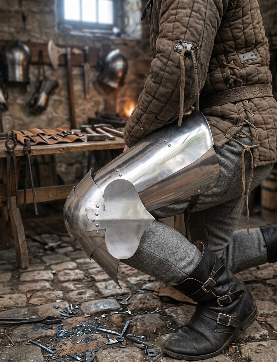 Vollbeinschutz aus Edelstahl – Mittelalter Rüstung für LARP & Reenactment